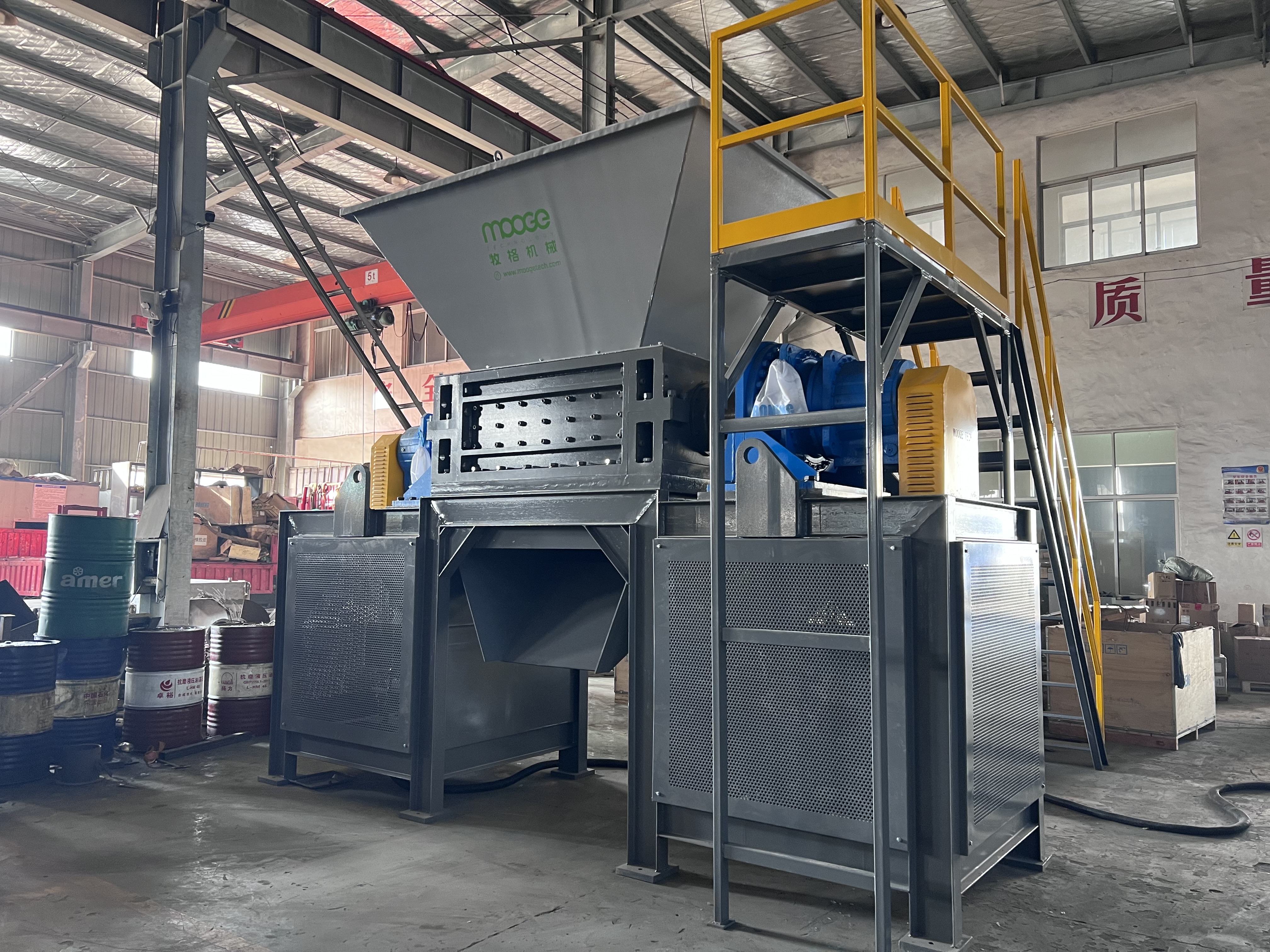 recycling double shaft shredder machine