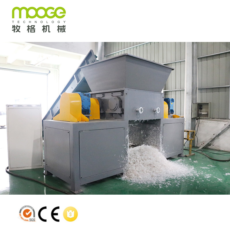 300-2000kg/h Waste Plastic Film Woven Bags Twin Roll Rotor Single Shaft Shredder Machine