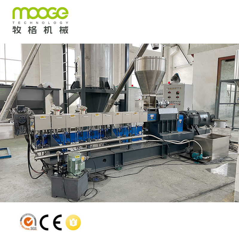 Plastic Recycling Pelletizing Granulator Plastic PET Bottle Flakes Pellet Granules Making Machine