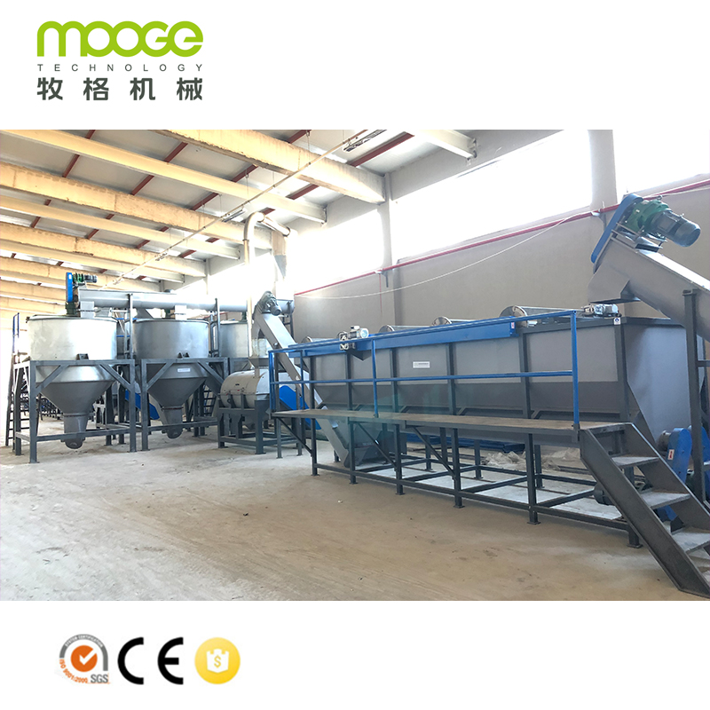 PET Bottle Plastic Recycling Machines / PET Flakes Washing Production Line