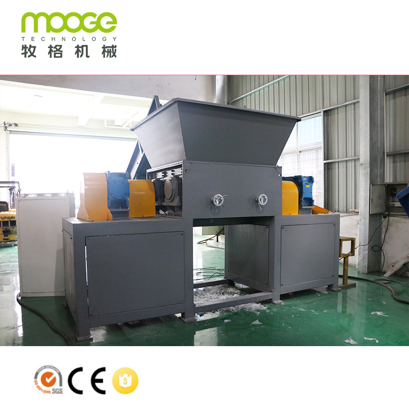 300-2000kg/h Waste Plastic Film Woven Bags Twin Roll Rotor Single Shaft Shredder Machine