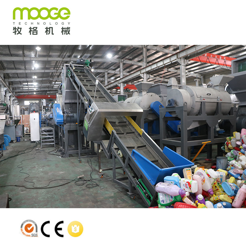 500 1000 1500 KG/H Waste PE PP HDPE LDPE ABS Plastic Bottle Washing Recycling Machine 